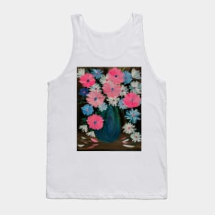 Pretty in pink flowers in a turquoise vase Tank Top